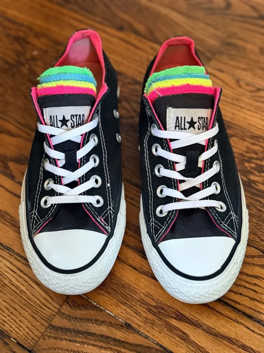 Converse Chuck Taylor All Star Double Tongue Low Top shoe Neon Women’s Size 5 Y2